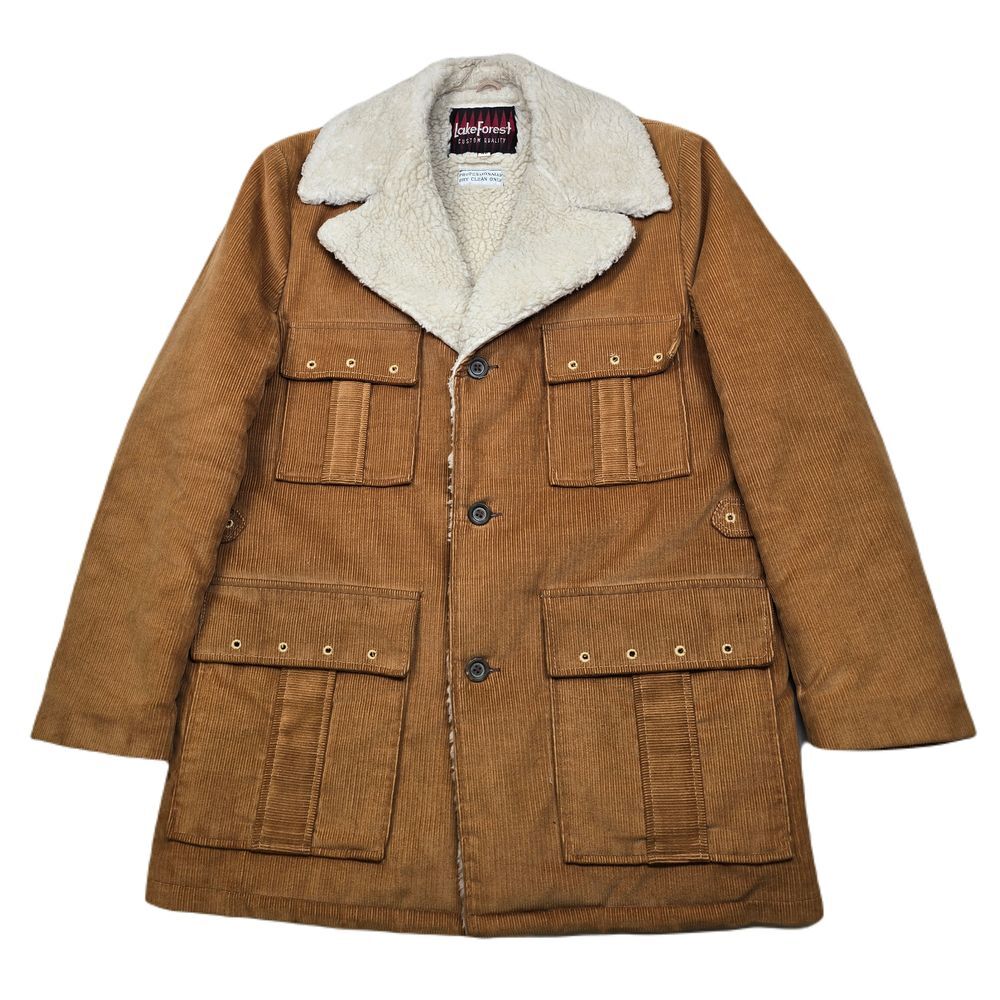 Lake Forest Corduroy Sherpa Jacket Mens Medium 40 Brown Flap Pockets Rancher Hip
